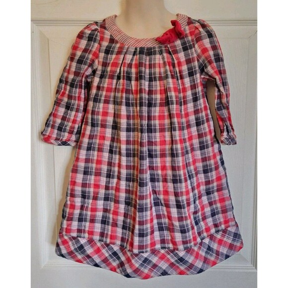Our Generation Red Blue Plaid Dress W/ Bow Girls Size 5 Lined Long Sleeve Pretty - Picture 2 of 12